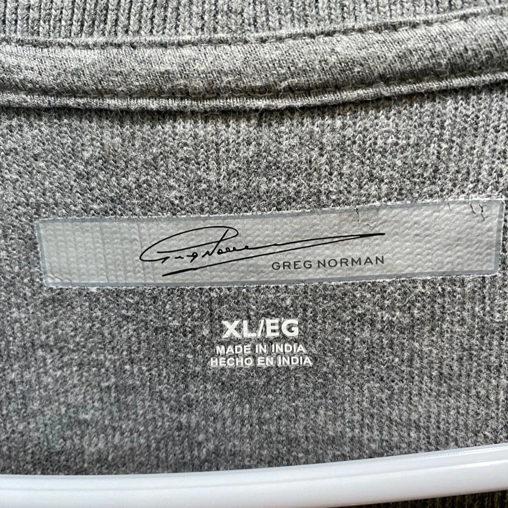 Greg Norman Mens XL Gray Quarter Zip‎ Pullover Shark Logo Golf Sweater Heather